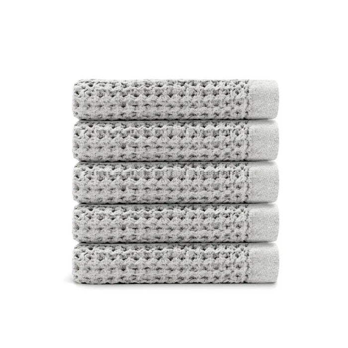 Egyptian Cotton Waffle Hand Towels - Soft Grey - 5 piece set
