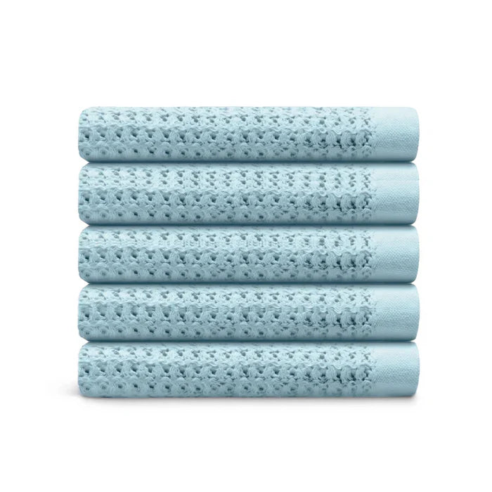 Egyptian Cotton Waffle Bath Towels - Light Blue - 5 piece set