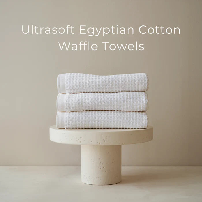 Egyptian Cotton Waffle Bath Towels - Light Blue - 5 piece set
